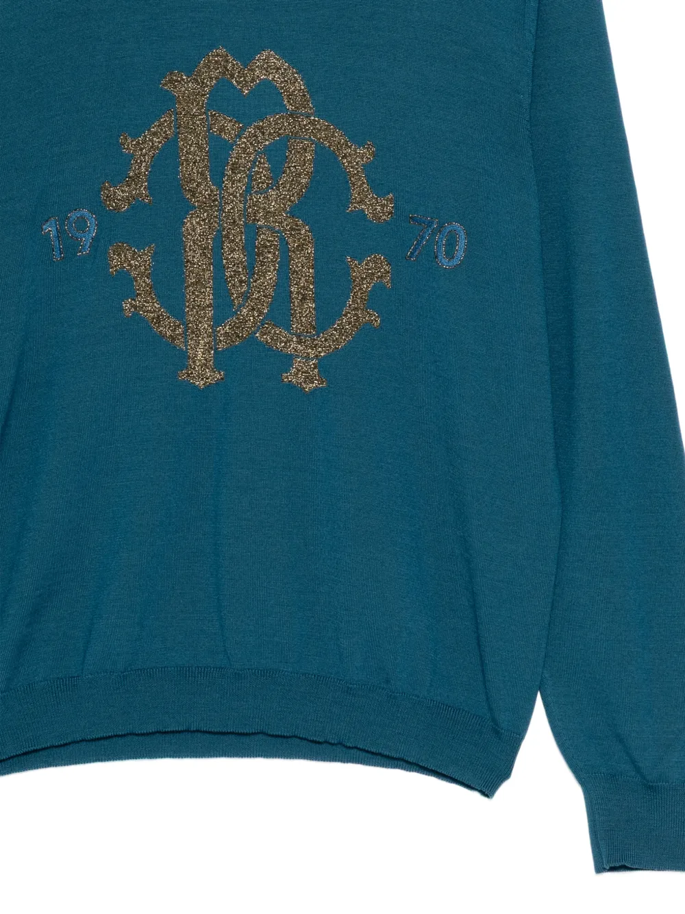 Roberto Cavalli Trui met geborduurd logo Blauw