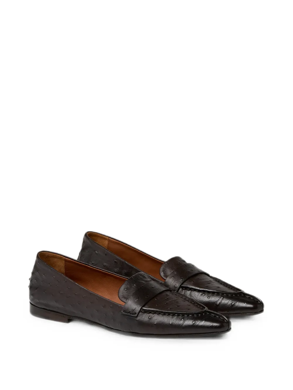 Marsèll ostrich-effect pointed-toe suede loafers Bruin
