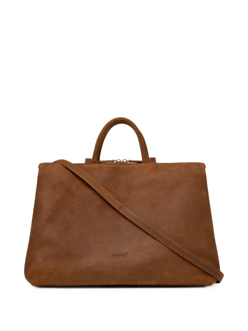 Marsèll 4 In Orizzontale shopper met suède afwerking en logo-reliëf Bruin