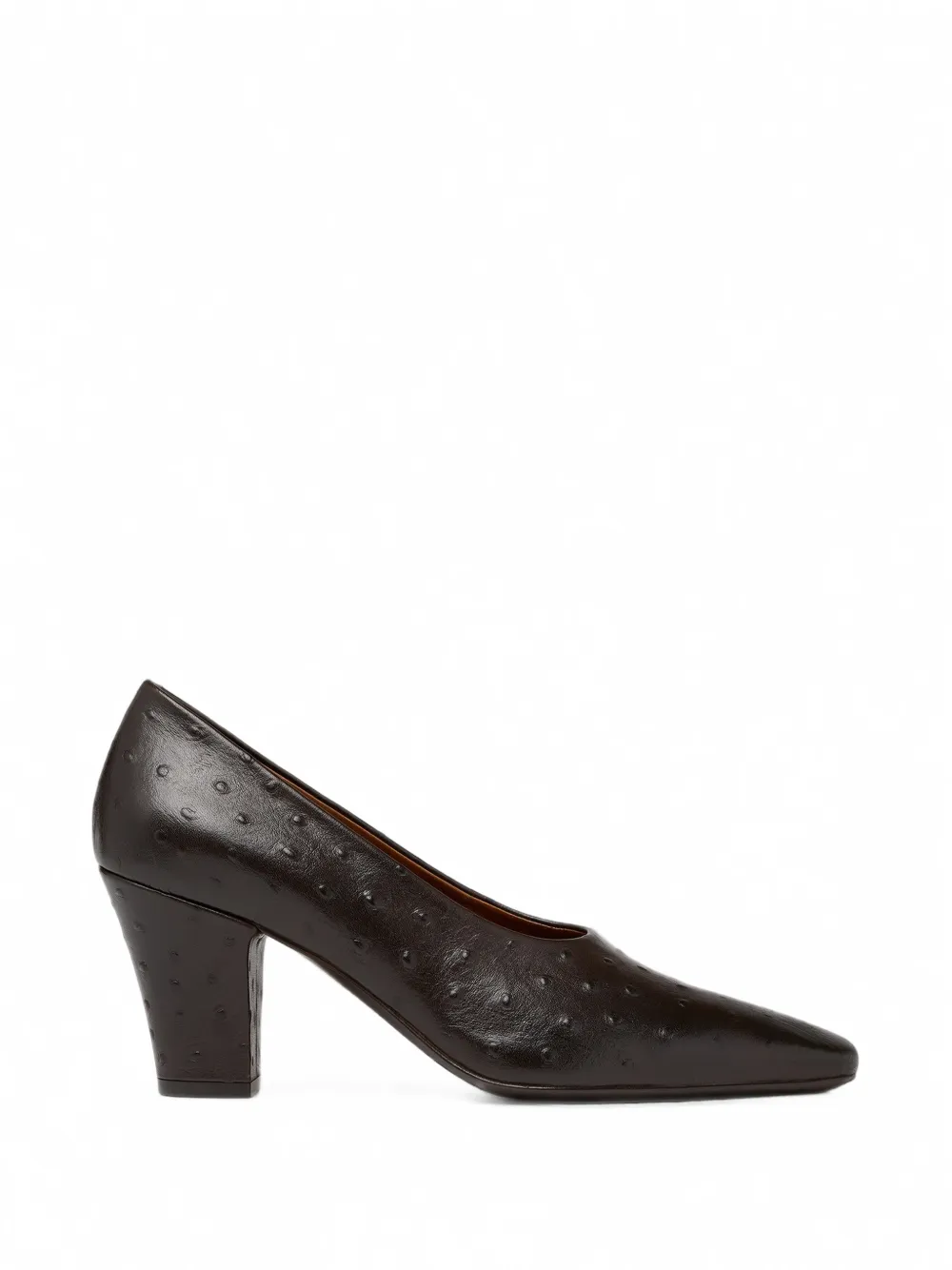 Marsèll Figura ostrich-effect squared-toe block-heel pumps Bruin