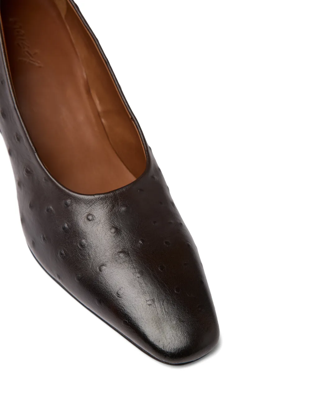 Marsèll Figura ostrich-effect squared-toe block-heel pumps Bruin