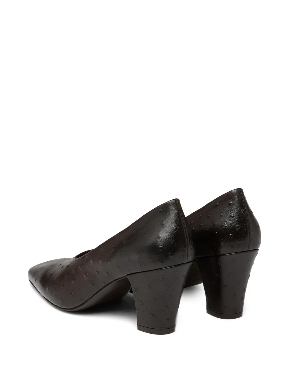 Marsèll Figura ostrich-effect squared-toe block-heel pumps Bruin