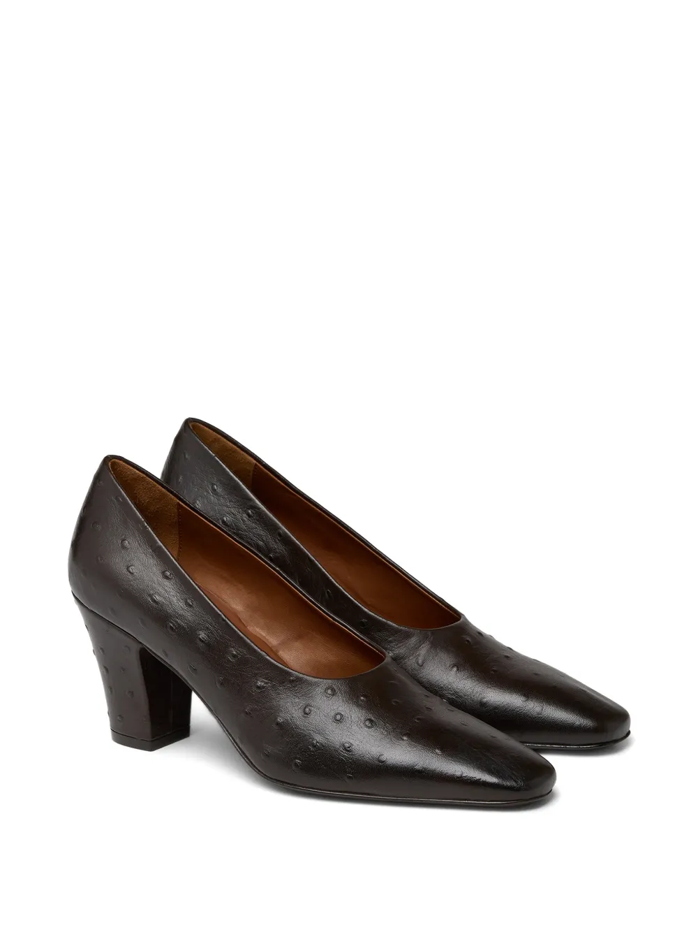 Marsèll Figura ostrich-effect squared-toe block-heel pumps Bruin