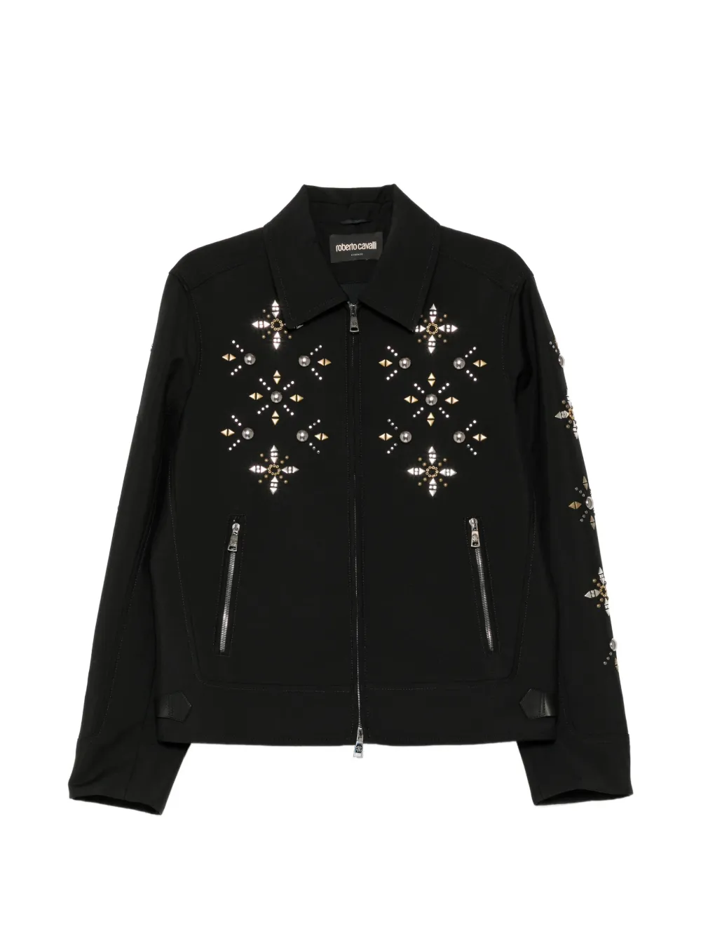 Roberto Cavalli stud-embellished zip-up jacket - Black