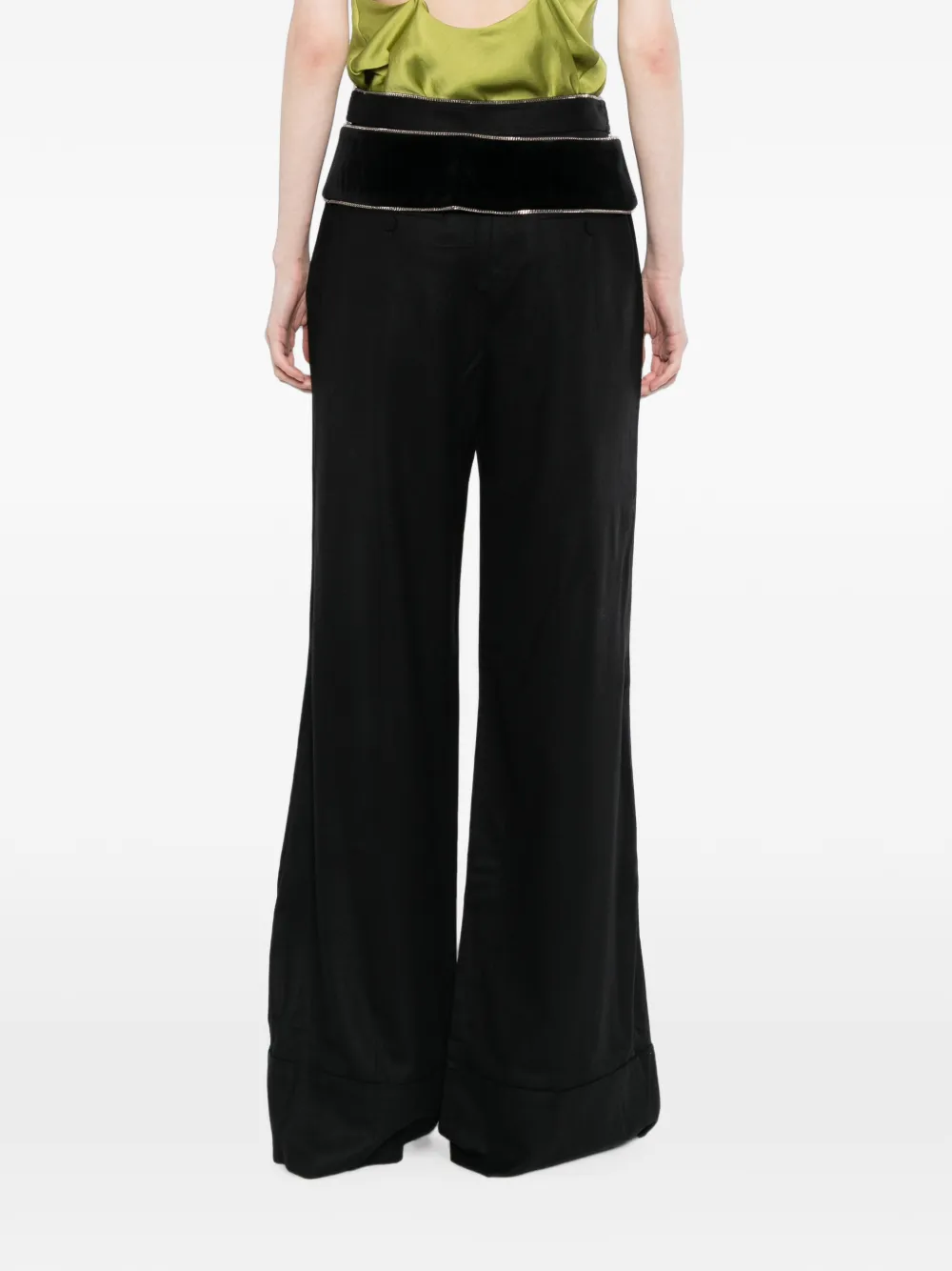 Roberto Cavalli Broek met fluwelen tailleband en ketting Zwart