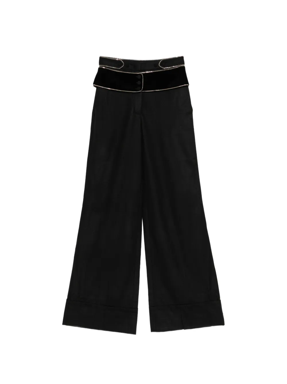 Roberto Cavalli chain-trim velvet-waistband trousers - Nero