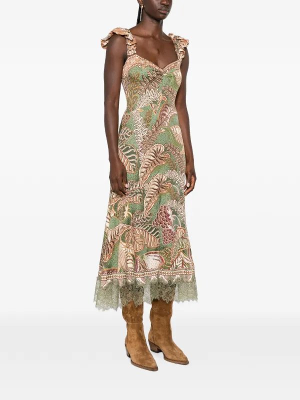 farm rio foliage midi dress FARM Rio Summer Foliage Scarf Midi Dress