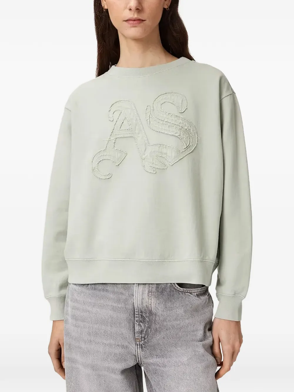 AllSaints Insignia Pippa logo-appliqué sweatshirt - Verde