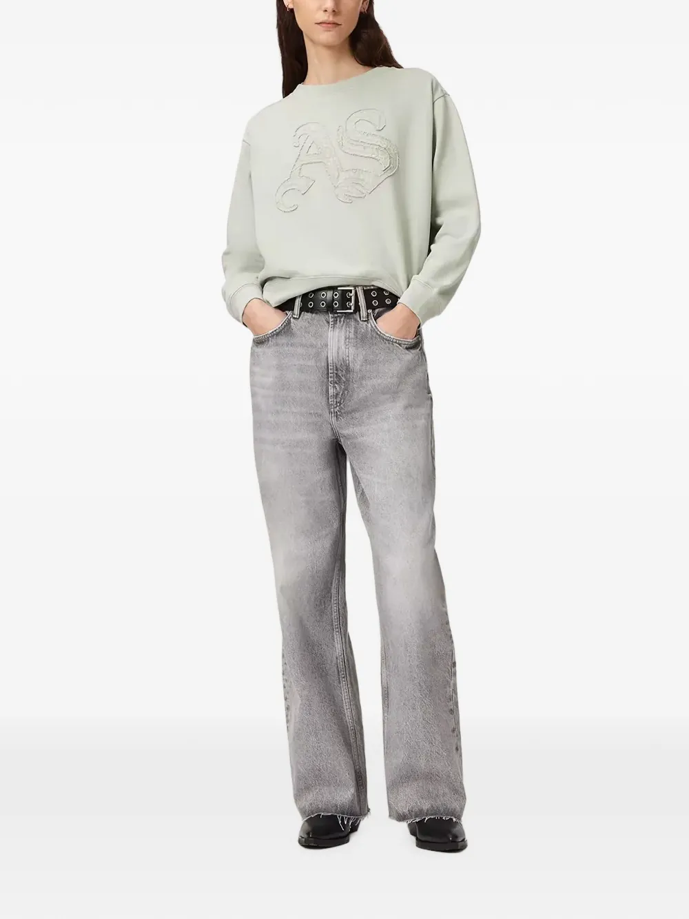 AllSaints Insignia Pippa sweater met logo-applicatie Groen