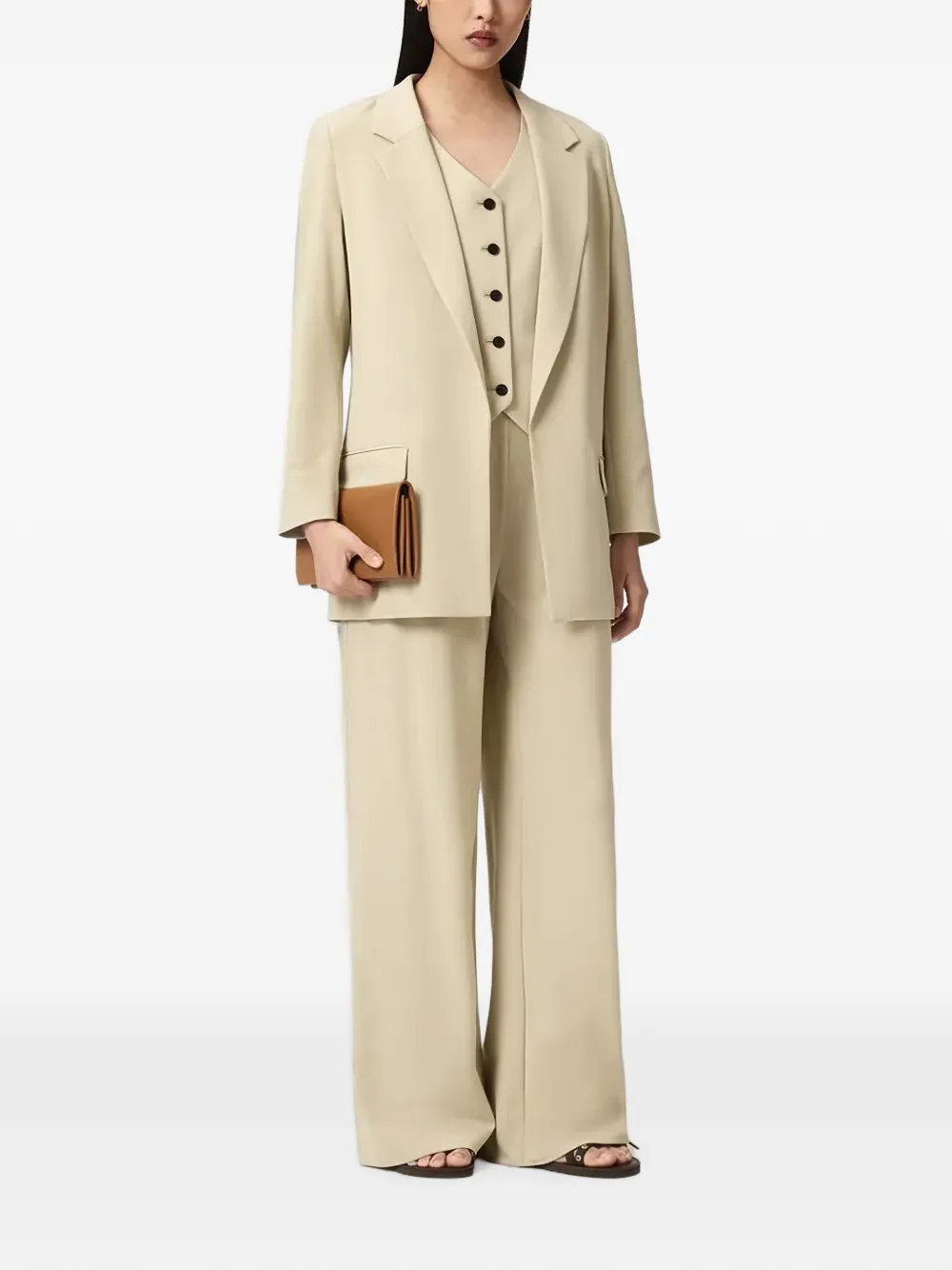 AllSaints Blazer met enkele rij knopen Beige
