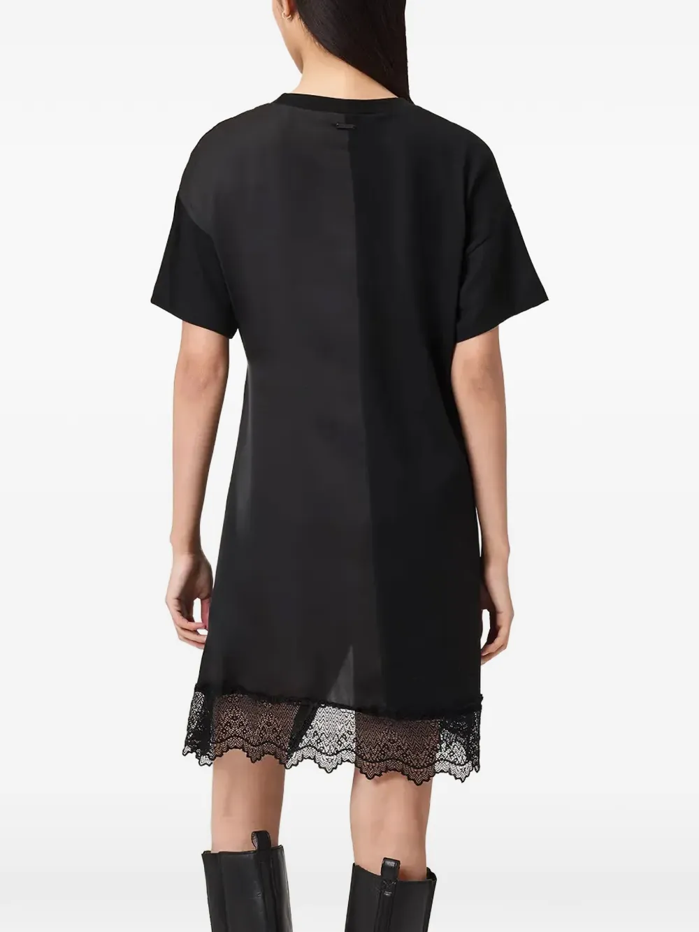 AllSaints Gedraaide jurk met kanten afwerking Zwart