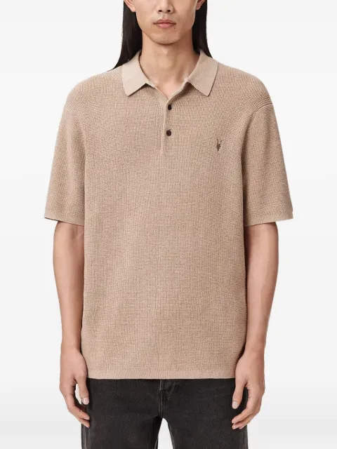 AllSaints waffle-knit embroidered-logo polo shirt