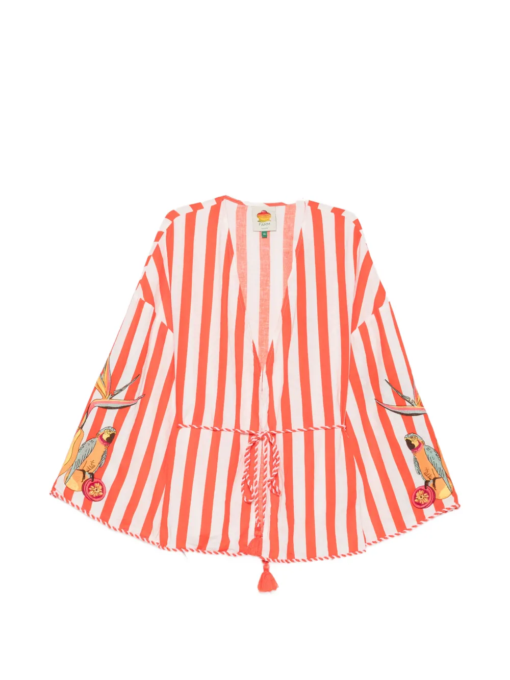 FARM Rio Fruit Garden embroidered striped top - Rosso