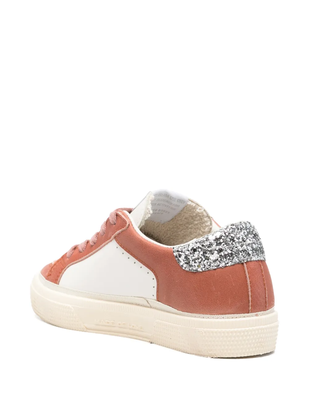 Golden Goose Kids May glitter-patch leather sneakers Bruin
