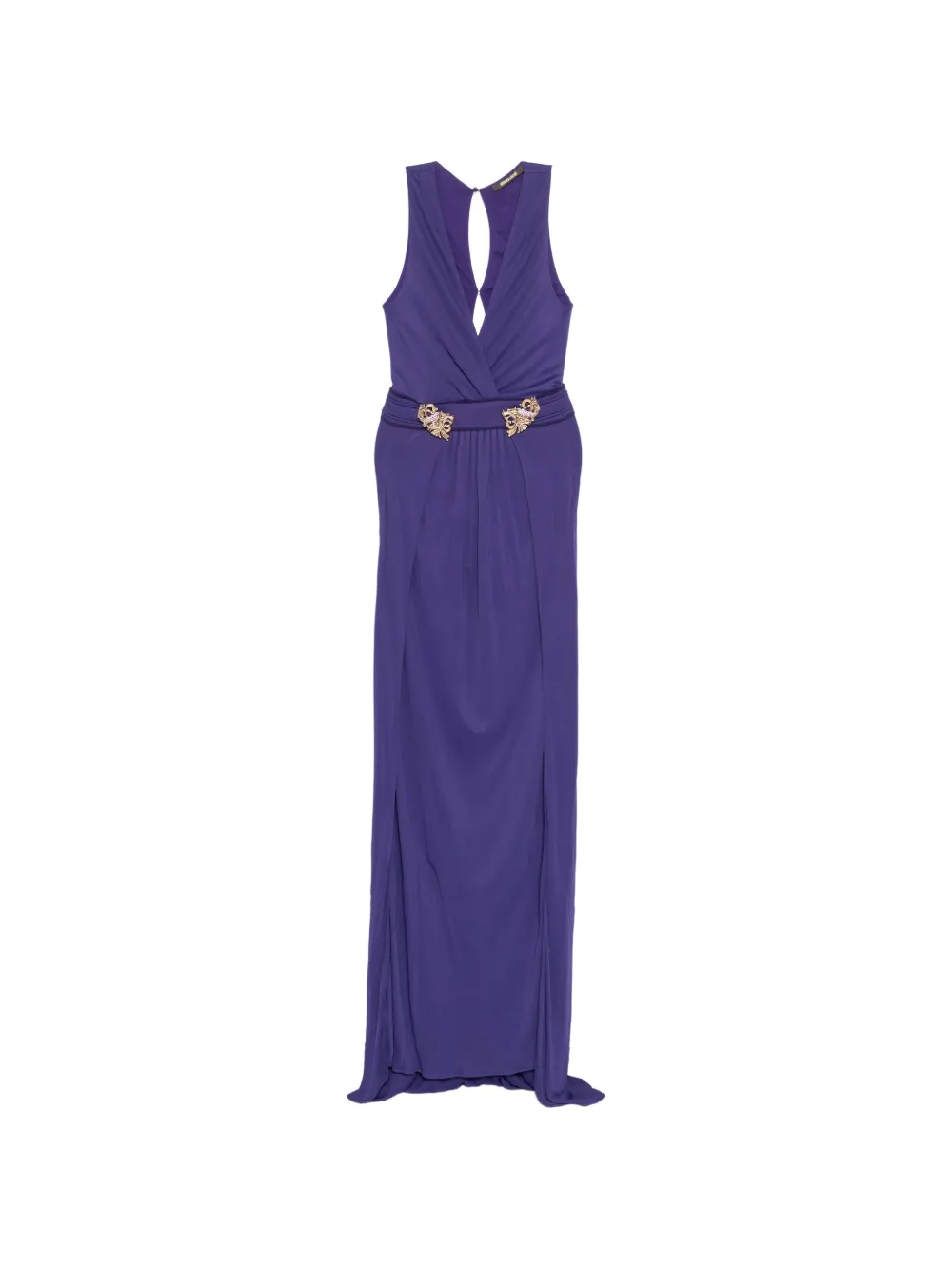 Roberto Cavalli dragon-plaque V-neck gown - Violett