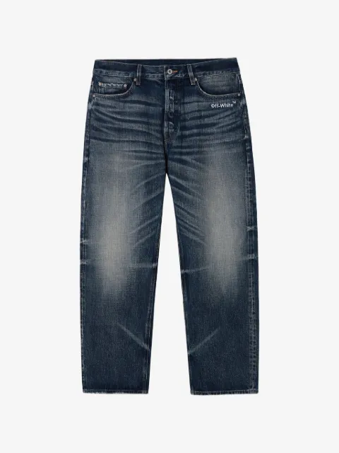 Off-White Diagonals logo-print whiskered straight-leg jeans