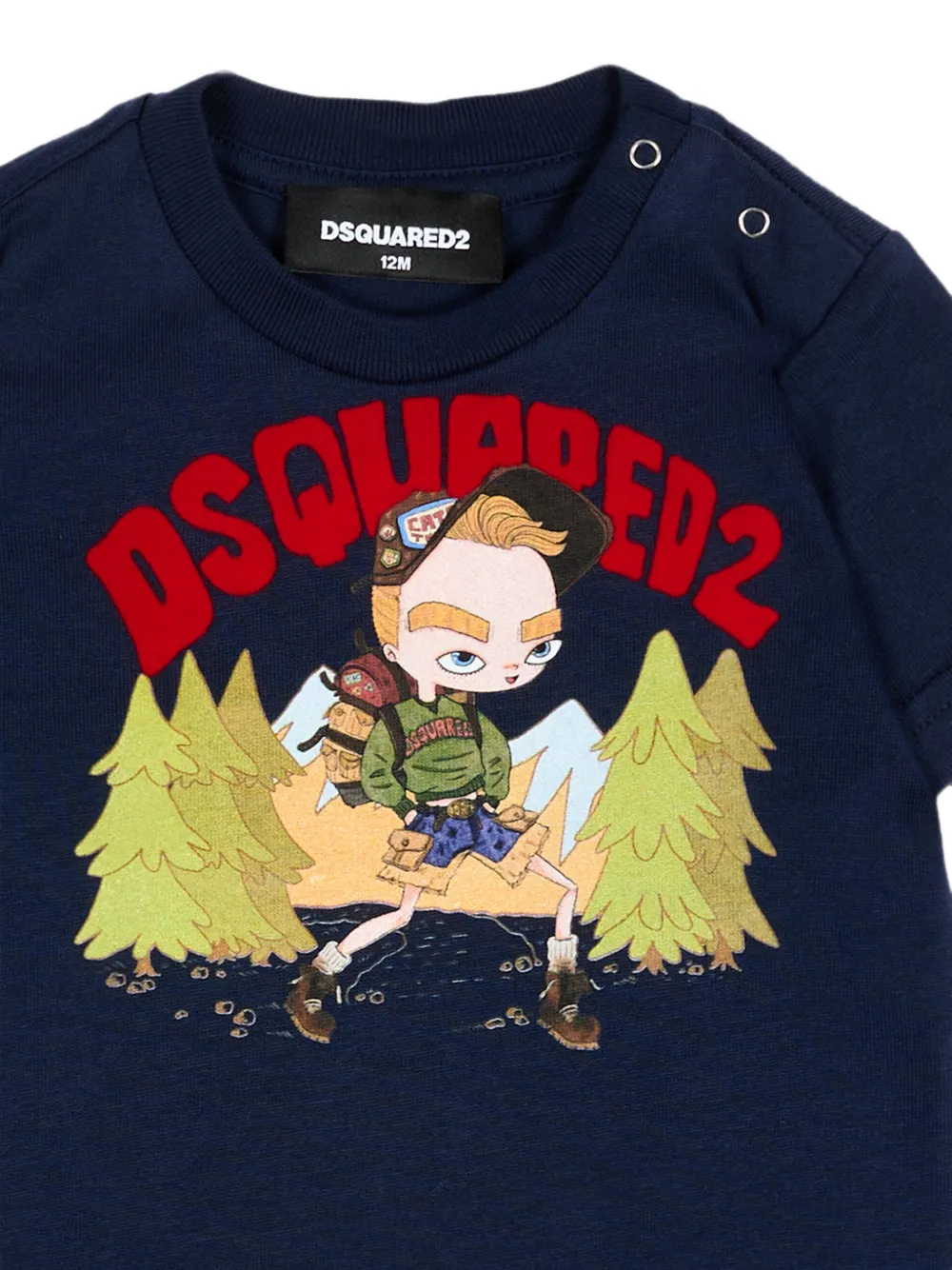 DSQUARED2 KIDS T-shirt met drukknopen en print Blauw