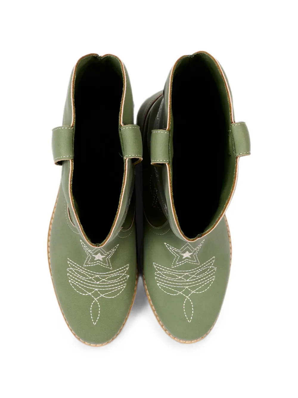 Stella McCartney Kids embroidered leather boots Groen