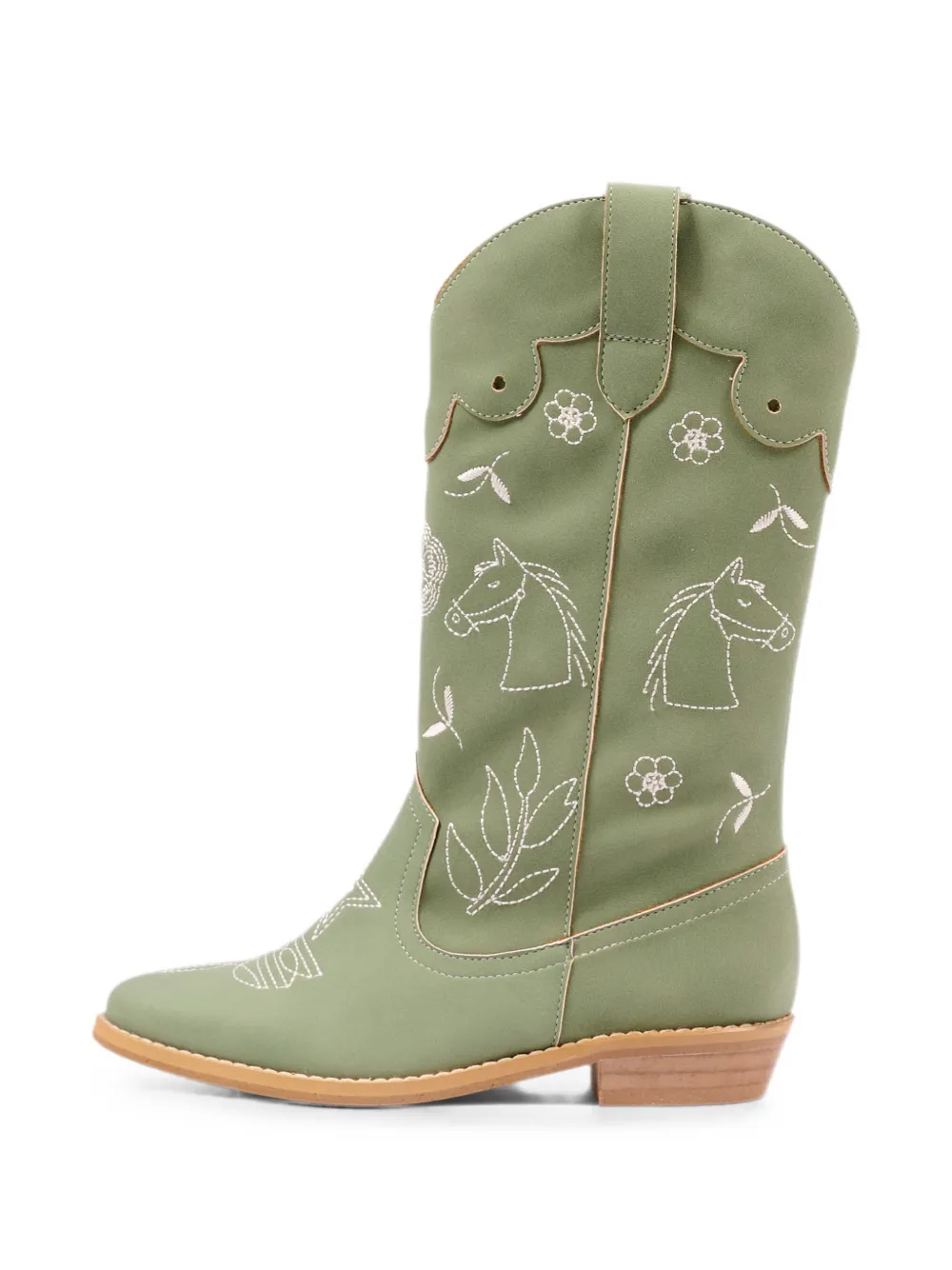 Stella McCartney Kids embroidered leather boots Groen