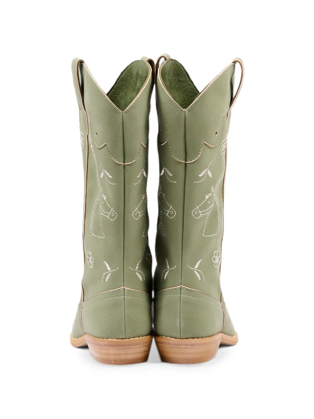 Stella McCartney Kids embroidered leather boots Groen