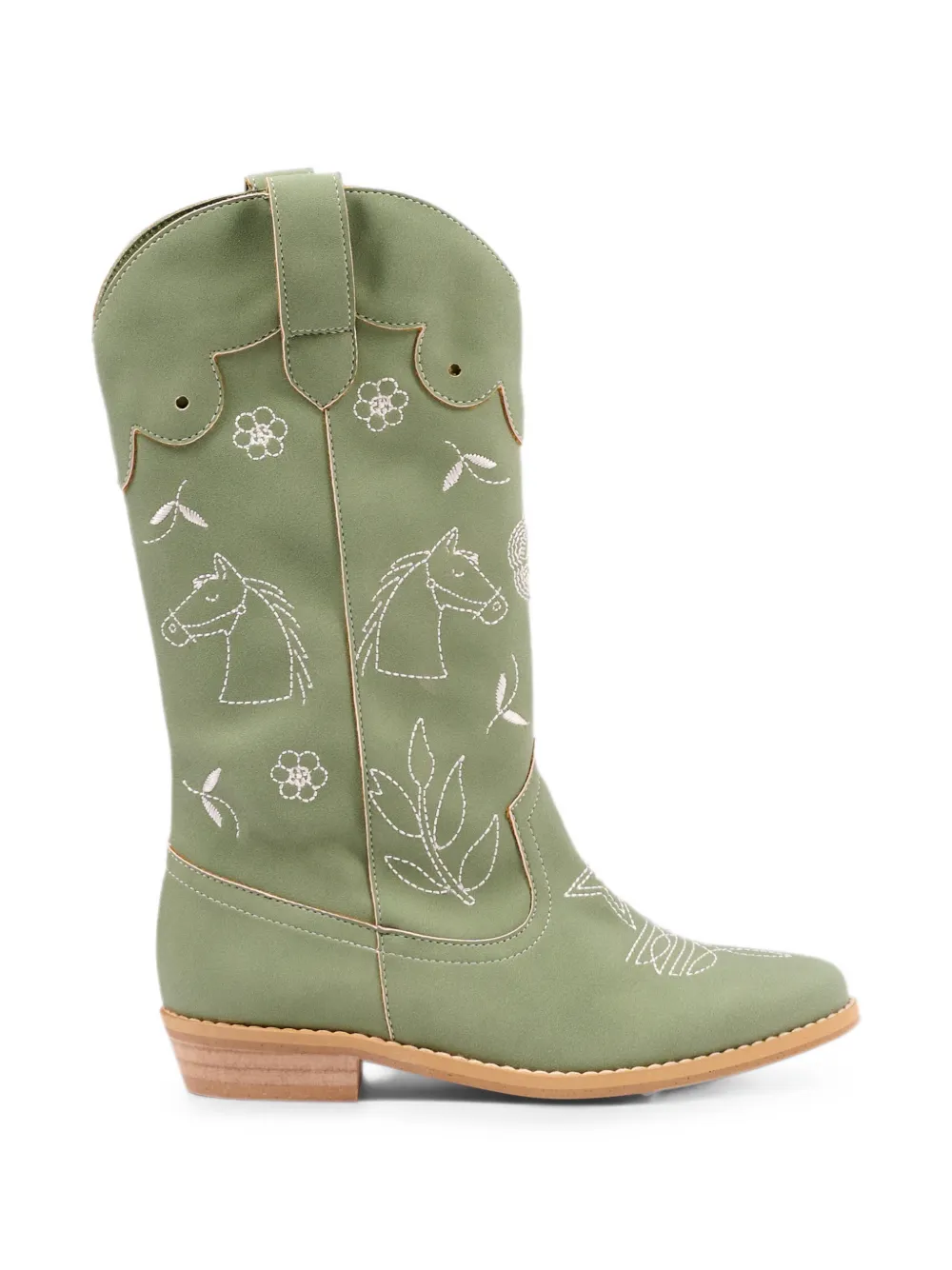 Stella McCartney Kids embroidered leather boots Groen