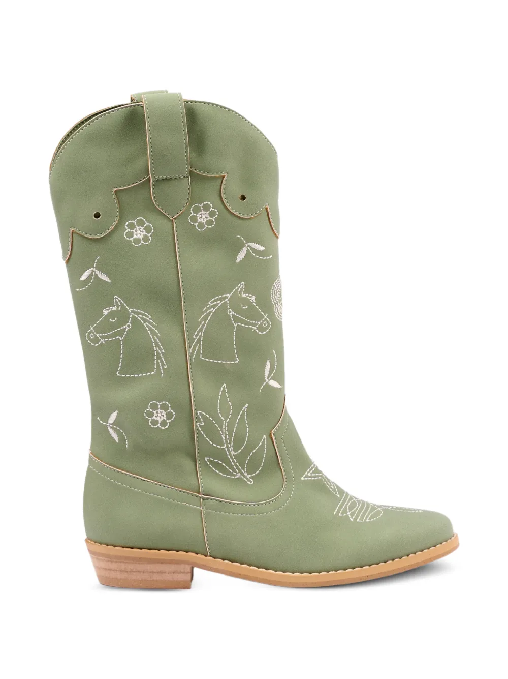 Stella McCartney Kids Stivali in pelle con ricamo - Verde
