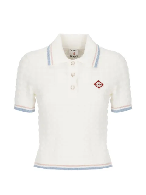 Casablanca waffle-knit logo-patch polo top
