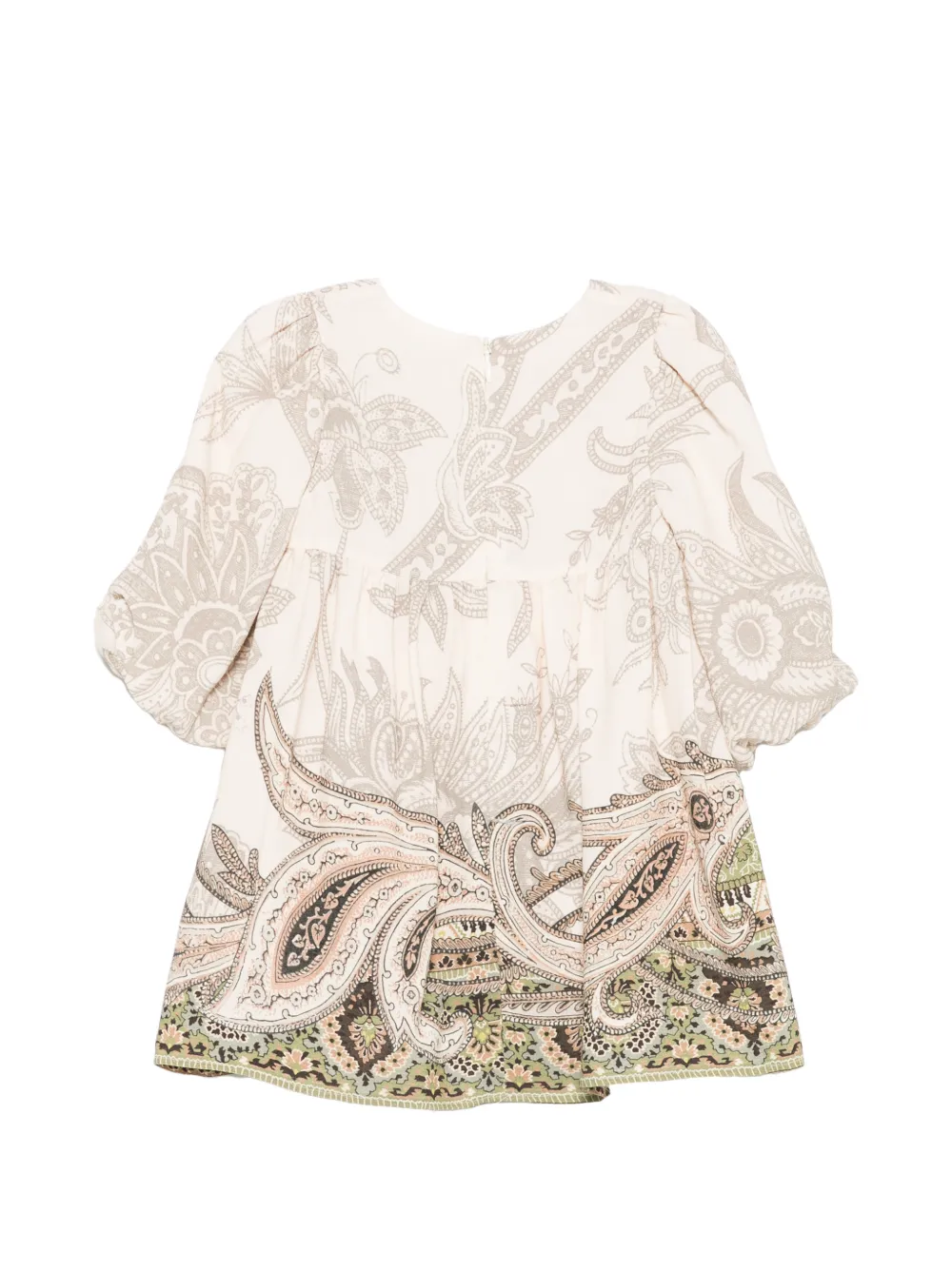 ETRO KIDS Jurk met paisley-print en pofmouwen Beige