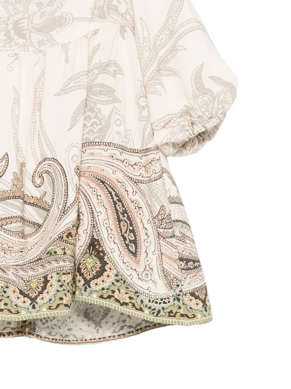 ETRO KIDS Jurk met paisley-print en pofmouwen Beige