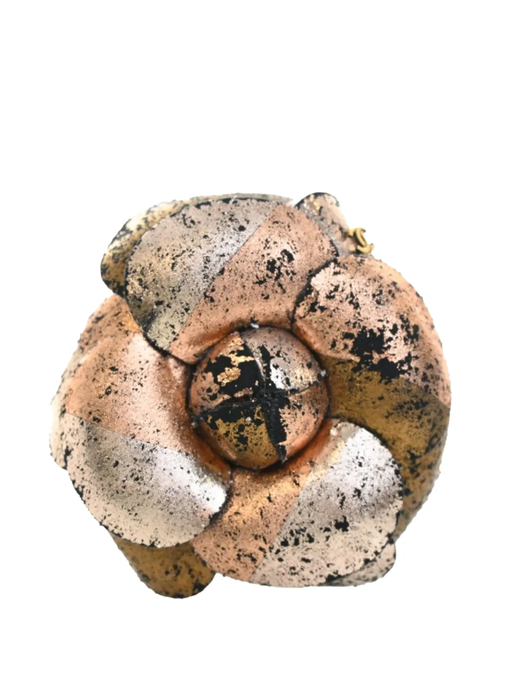 CHANEL Pre-Owned 2023 CC Metallic Canvas Camellia Brooch costume brooch - Rosa