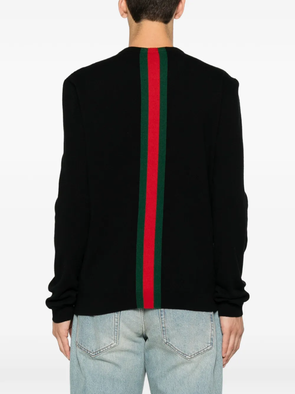 Gucci Kasjmier trui met Web-streep Zwart