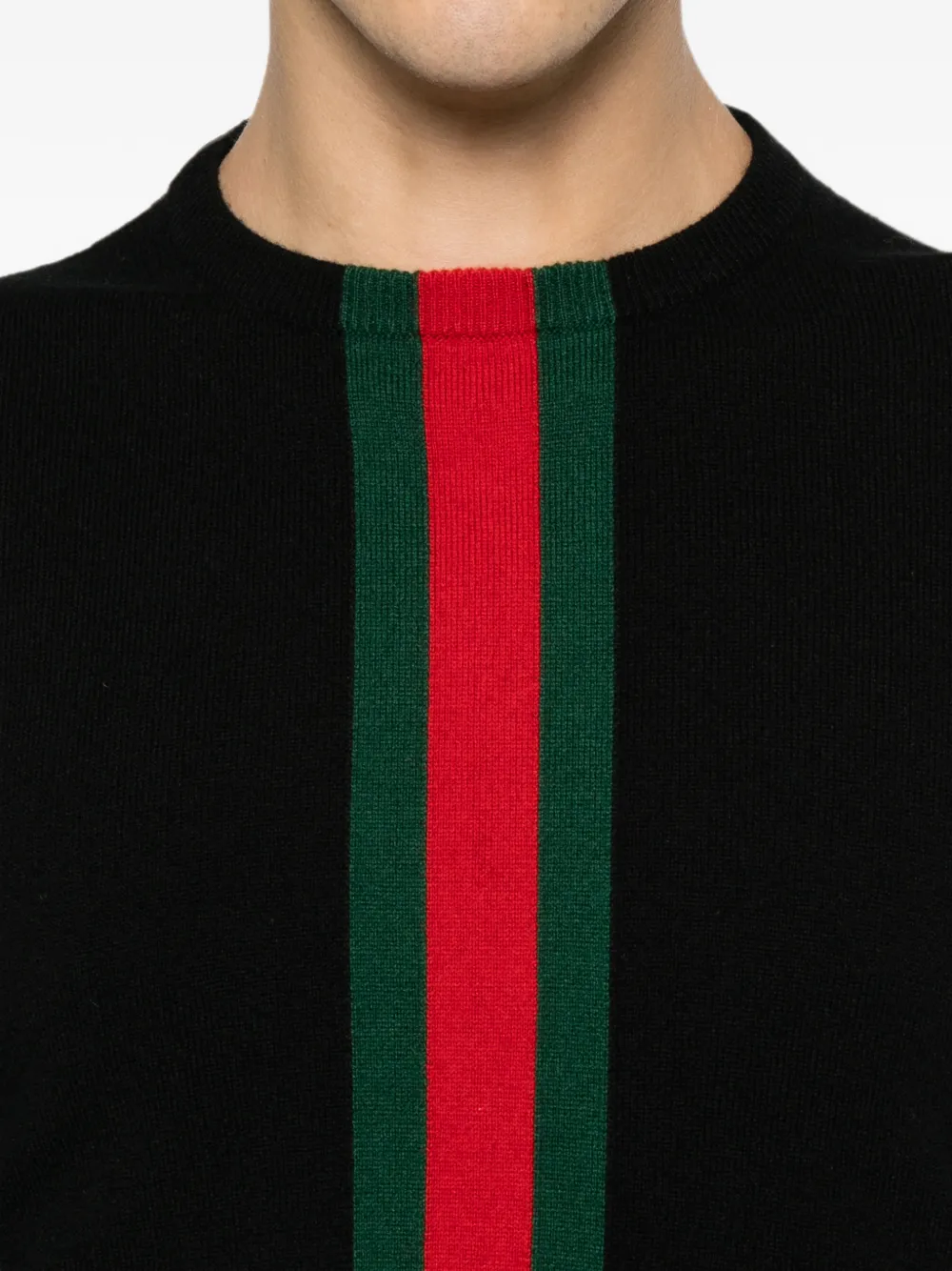 Gucci Kasjmier trui met Web-streep Zwart