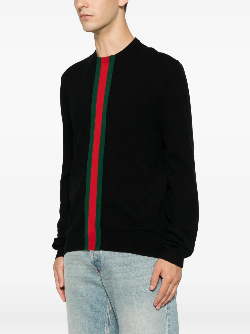 Gucci Kasjmier trui met Web-streep Zwart