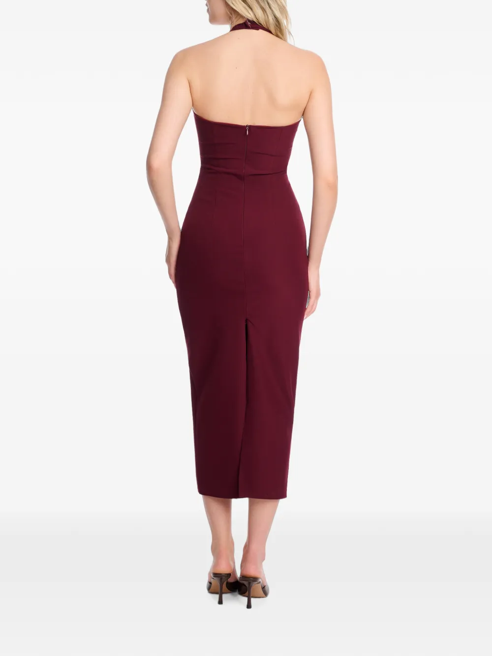 AXEL 113 Jennie midi-jurk met halternek Rood
