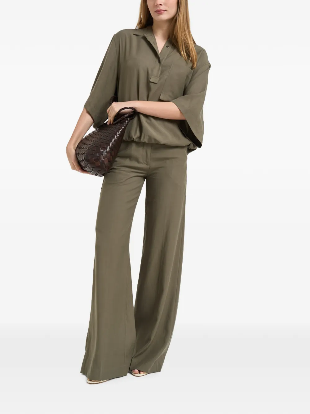 Nine In The Morning box-pleat chest-pocket shirt - Verde