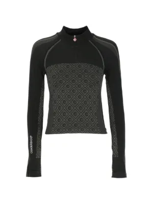 Palm Angels Logo Waistband Mockneck Top | Black | FARFETCH