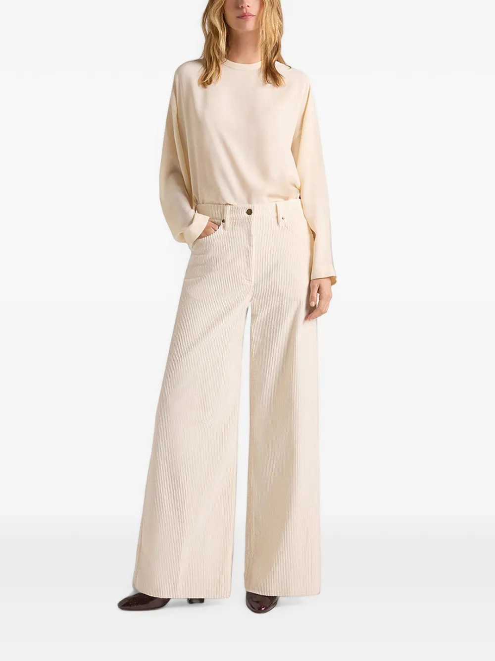MOMONÌ Aoki Bis ribfluwelen broek Beige