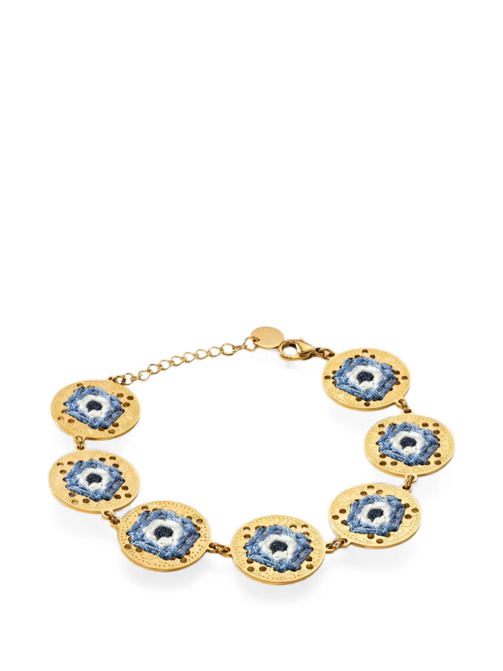 L'EIGHT STUDIO embroidered openwork medallion bracelet - Oro