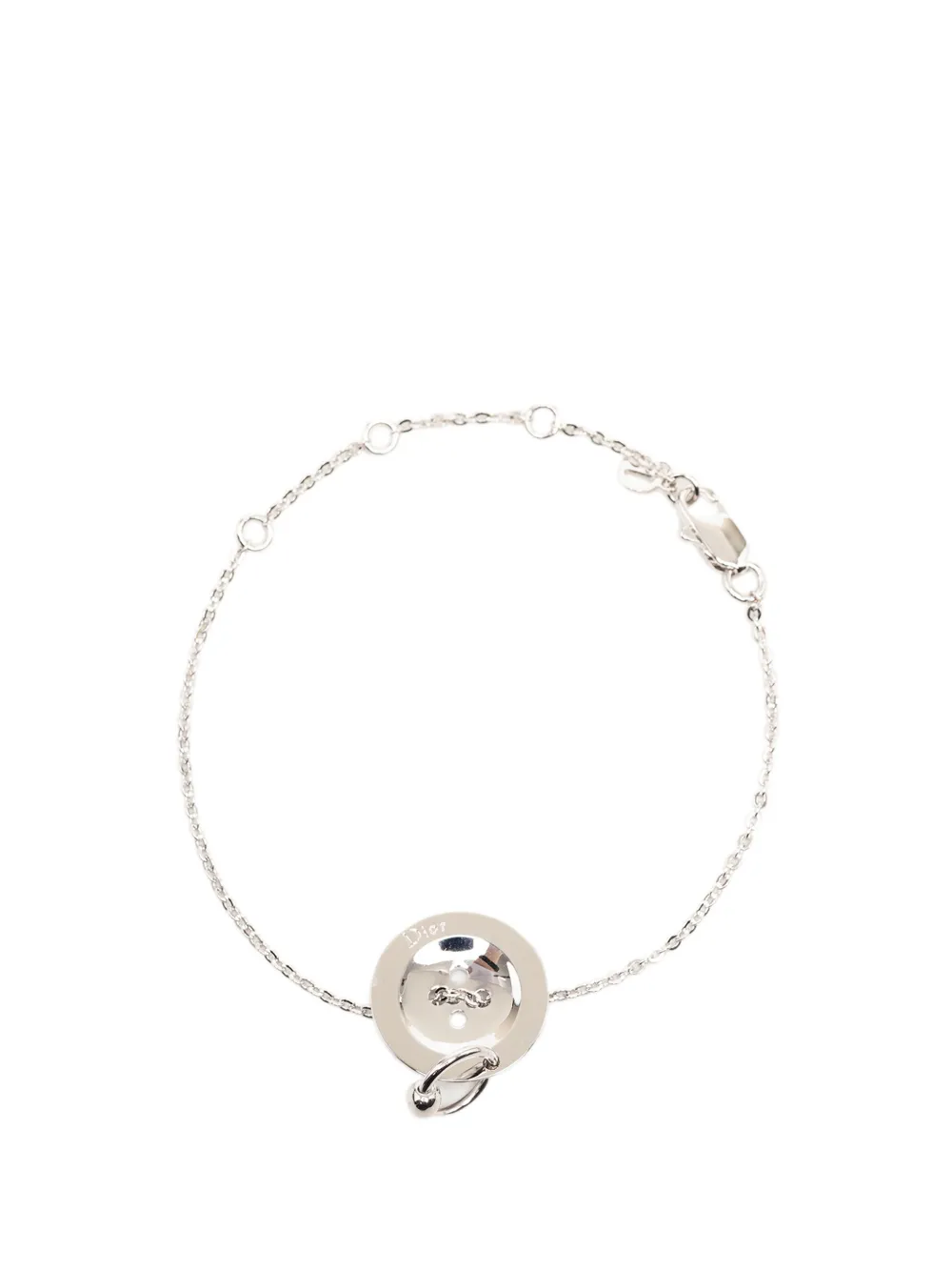 Christian Dior Pre-Owned 1970-2010 Brass CD Button Charm Bracelet costume bracelet - Argento