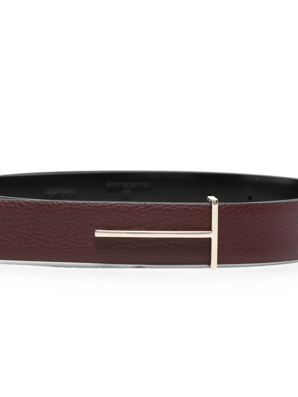 TOM FORD Bewerkte leren riem met T-logo Rood