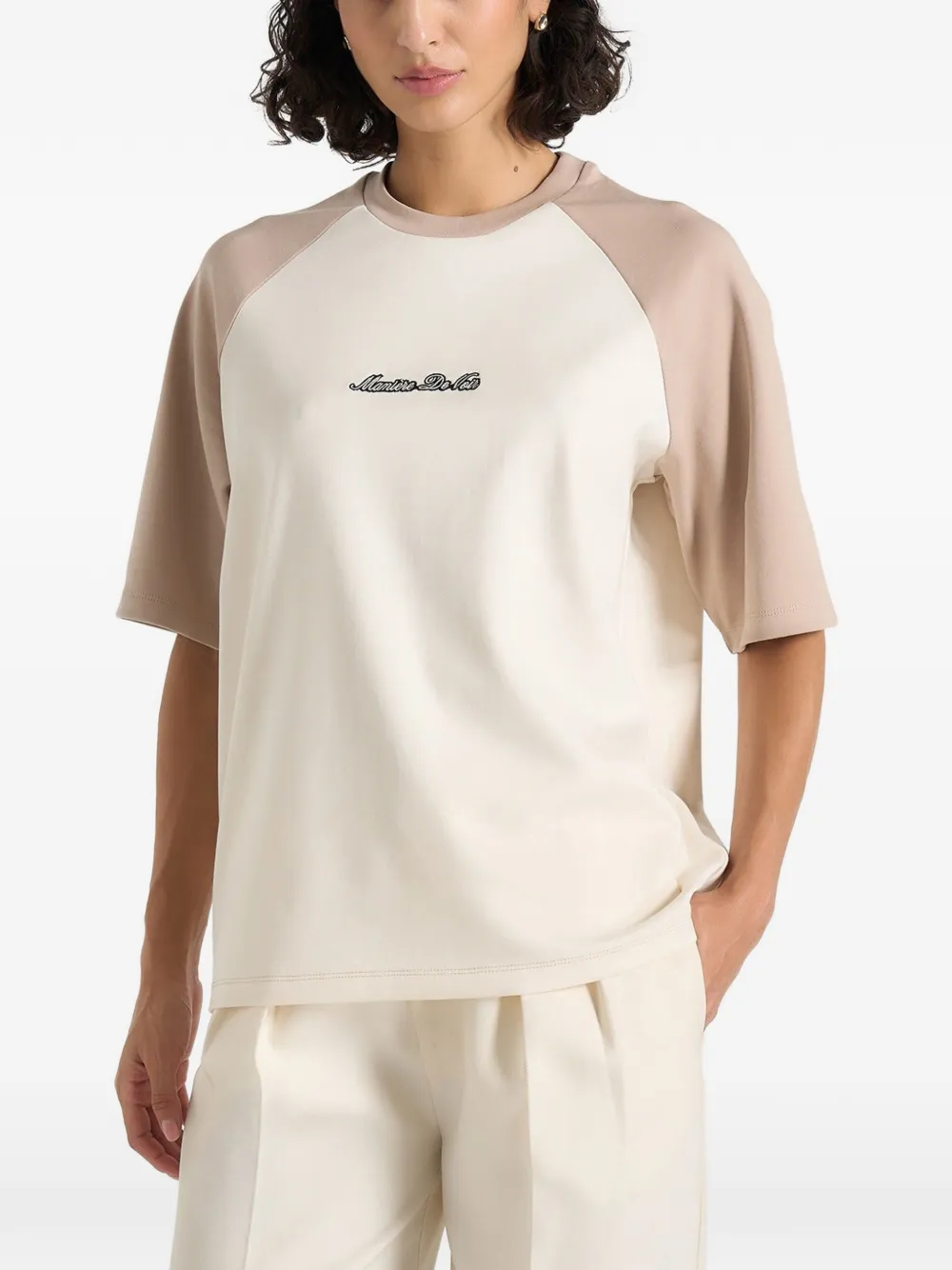 Manière De Voir Signature raglan katoenen T-shirt Beige