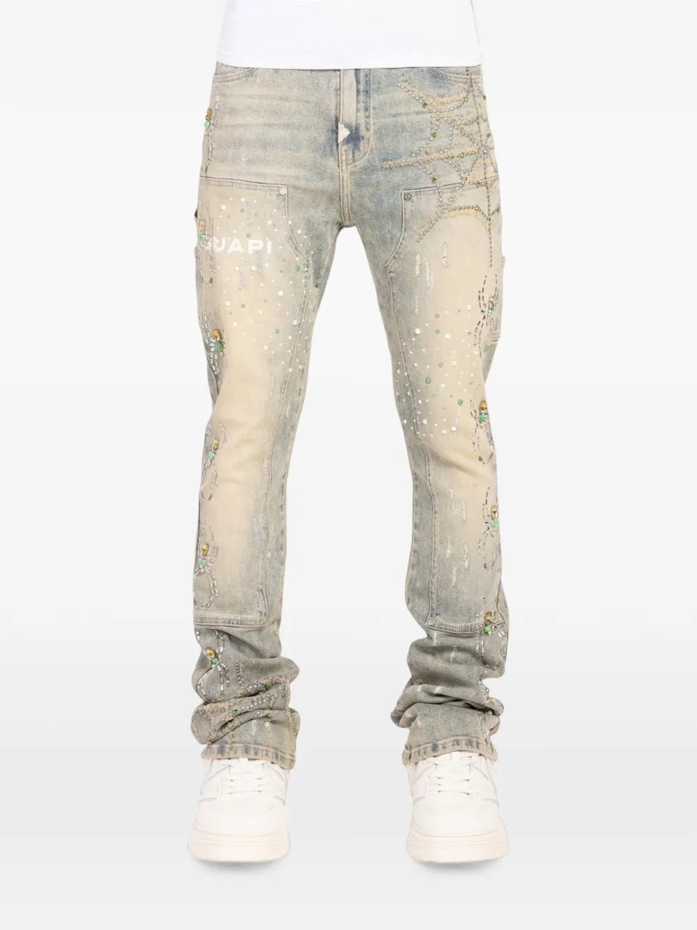 Guapi Rhinestone-embellished Distressed Jeans In Multi