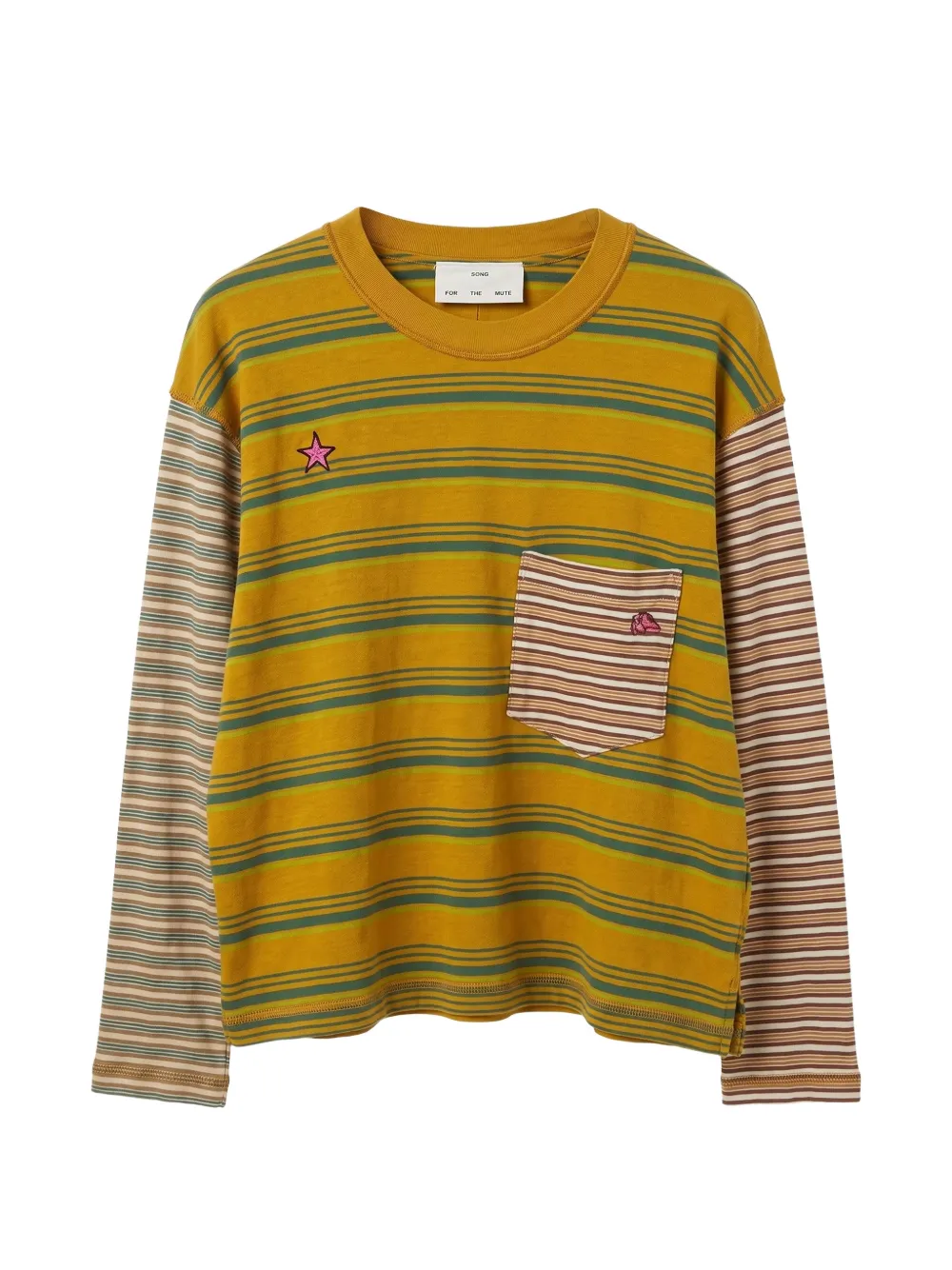 Song For The Mute striped star-patch T-shirt - Gelb