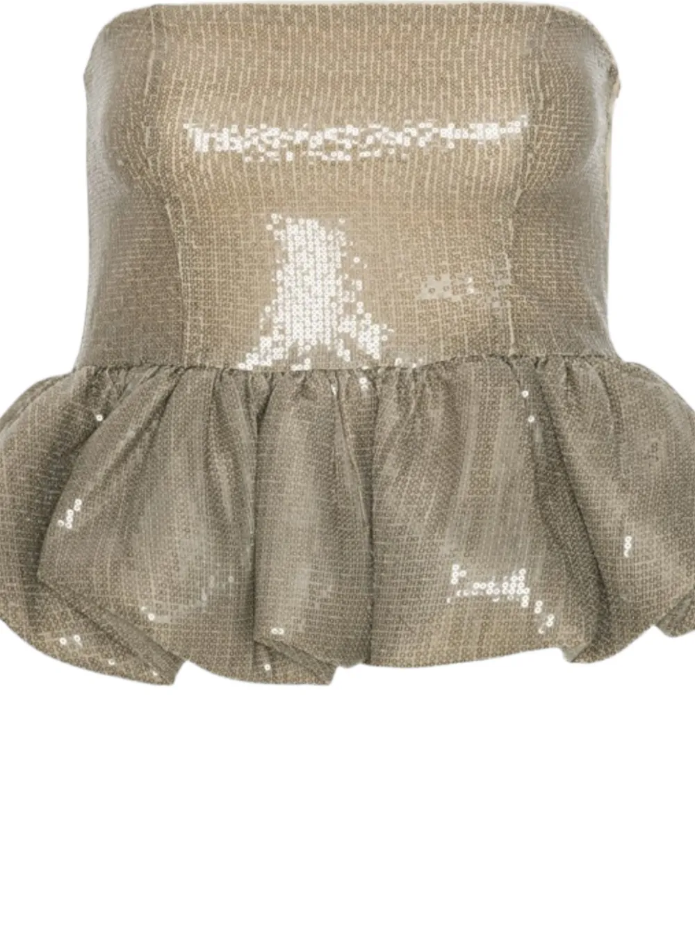 ROTATE BIRGER CHRISTENSEN Top met peplum-design en verfraaid met pailletten Beige