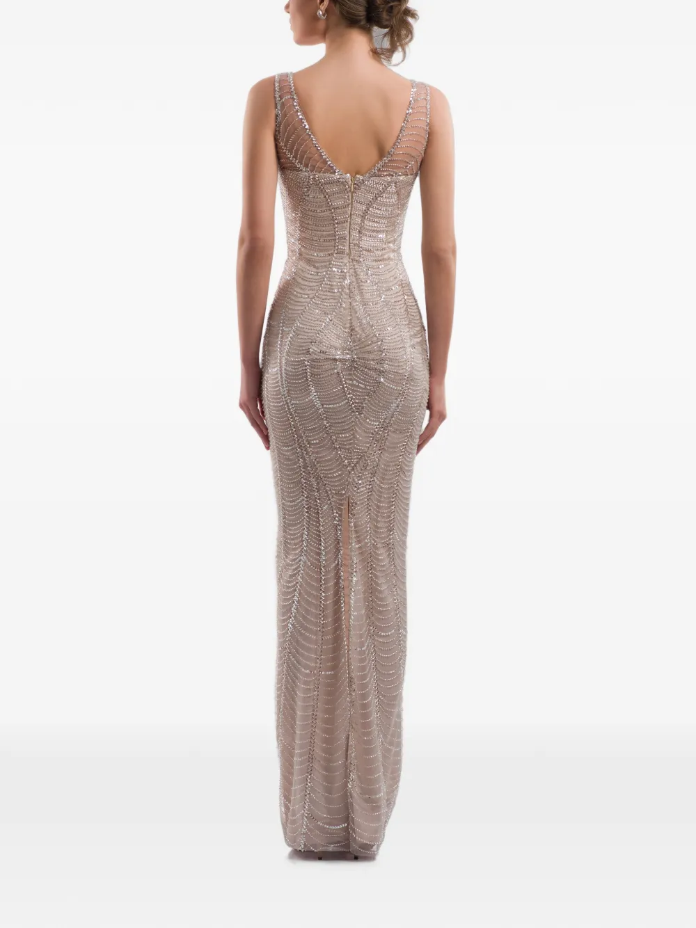 IMROSKA Maxi-jurk verfraaid met pailletten Beige