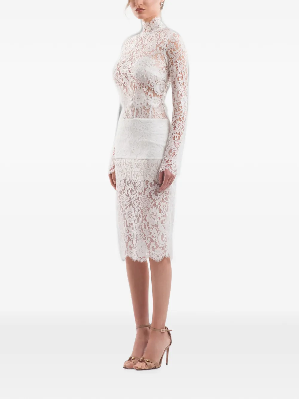 Imroska Lace-panelled Lace-up Blouse In White