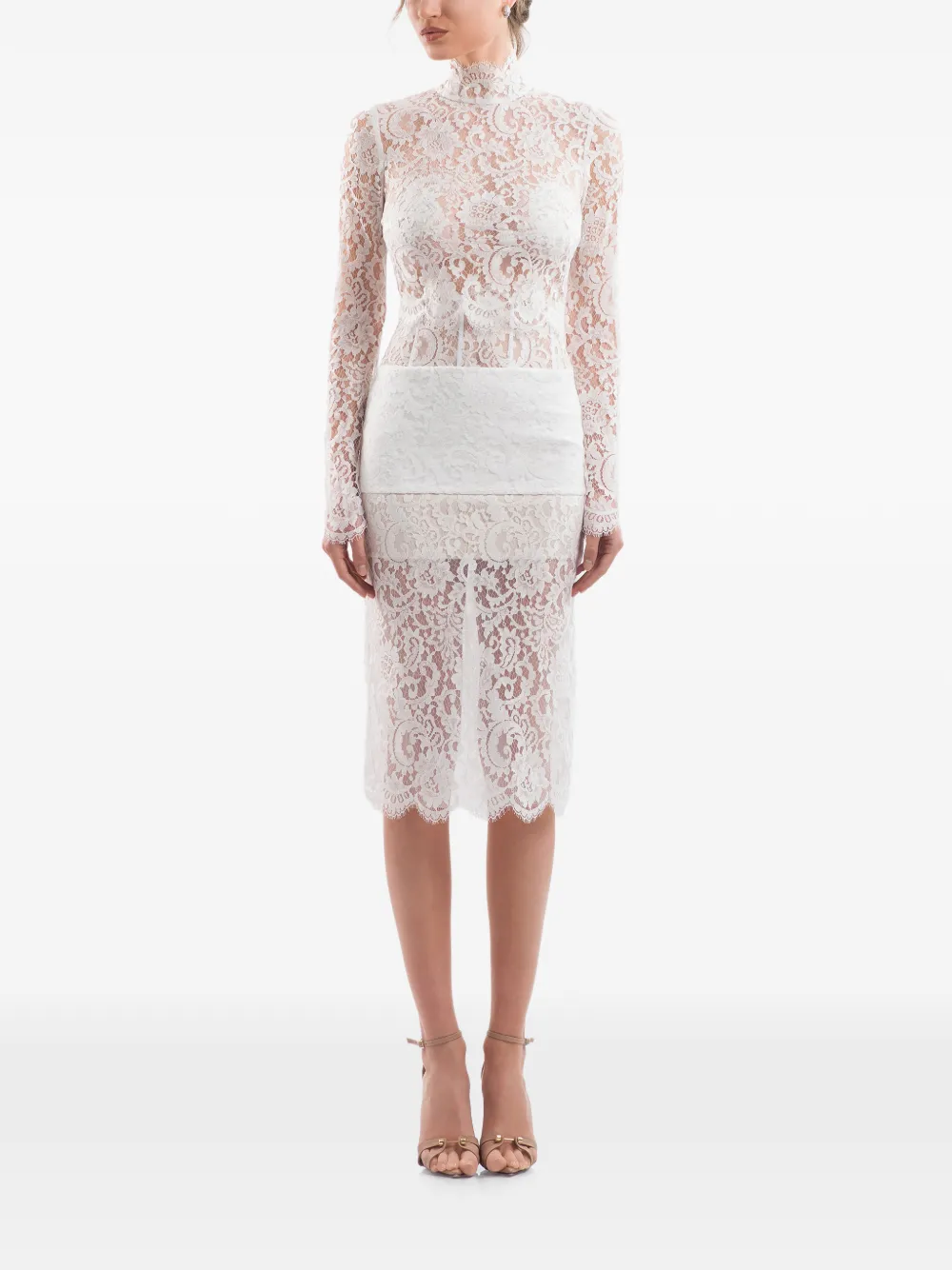 IMROSKA lace-panelled lace-up blouse - Bianco