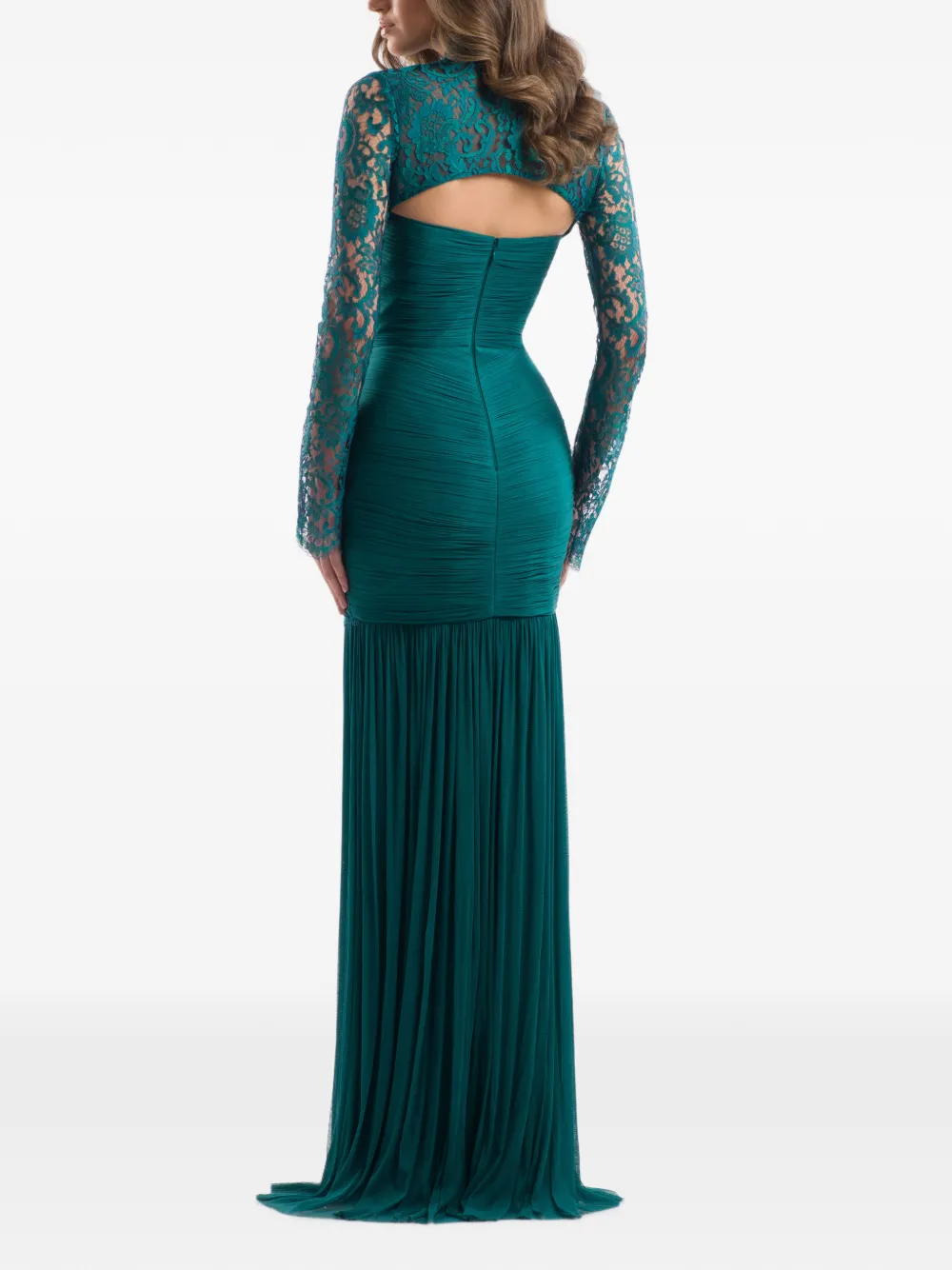  Imroska Vestido Largo Con Paneles De Encaje - Verde 