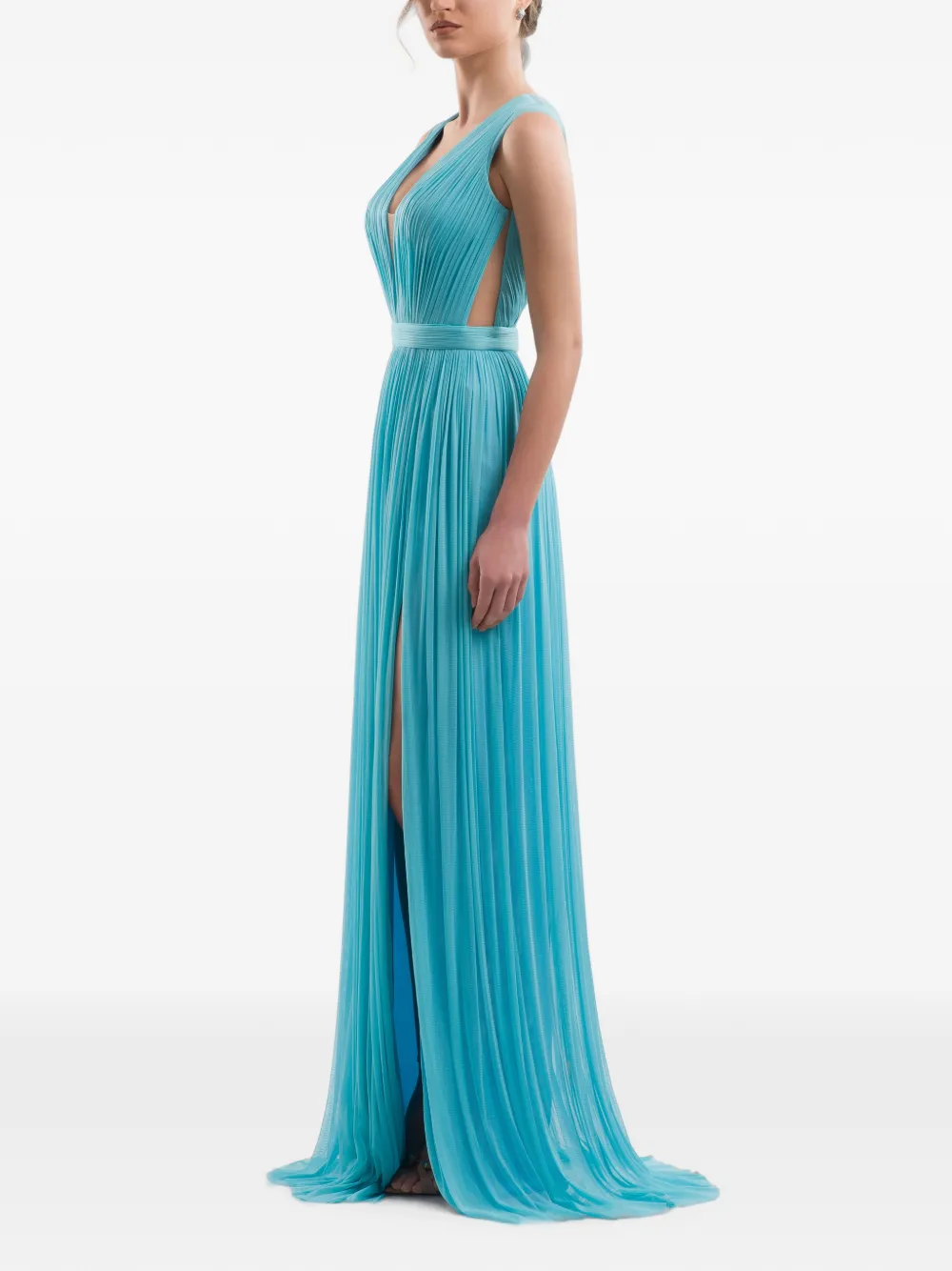IMROSKA Geplooide midi-jurk met split Blauw