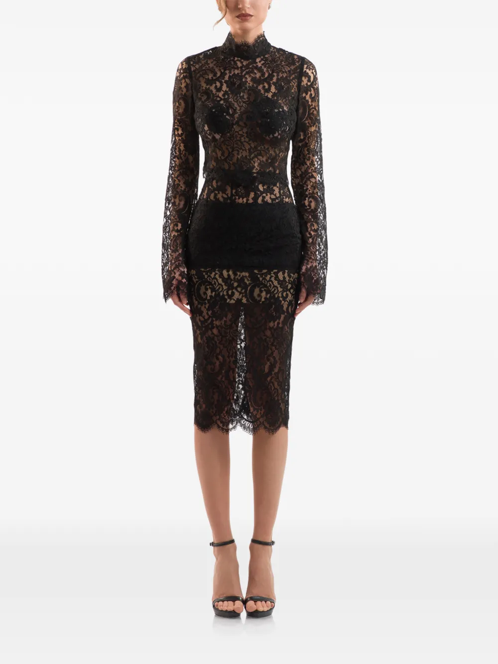 IMROSKA lace-up floral-lace blouse - Nero